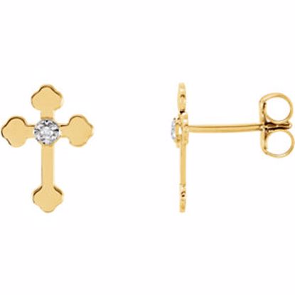 R16556:1638250:P 14kt Yellow .01 CTW Diamond Cross Earrings