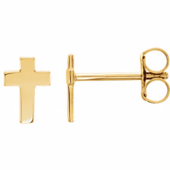 R16501:1049960:P 14kt Yellow 7x5mm Cross Earrings