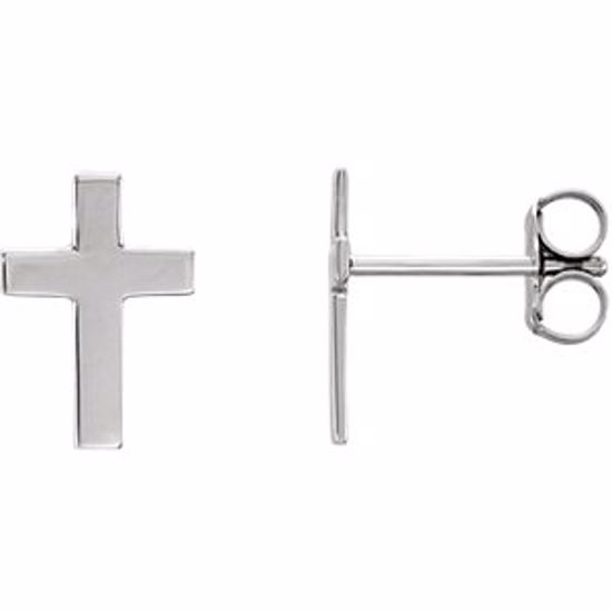 R16501:2732250:P 14kt White 10x6mm Cross Earrings