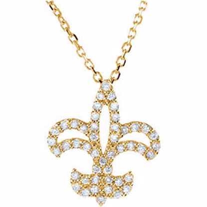 67753:847140:P 14kt Yellow 1/4 CTW Diamond Fleur De Lis Necklace