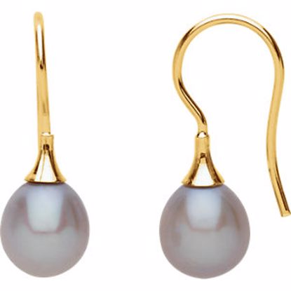 67768:249662:P 14kt Yellow Gray Freshwater Cultured Pearl Earrings