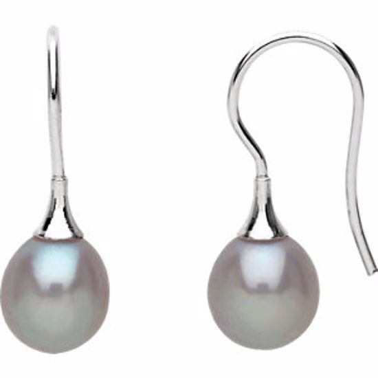 67768:249664:P 14kt White Gray Freshwater Cultured Pearl Earrings