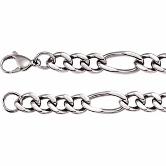 C809:122:P Stainless Steel 12mm Figaro 24" Chain