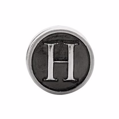24973:101:P Sterling Silver 10.6mm Letter 
"H" Alpha Cylinder Bead