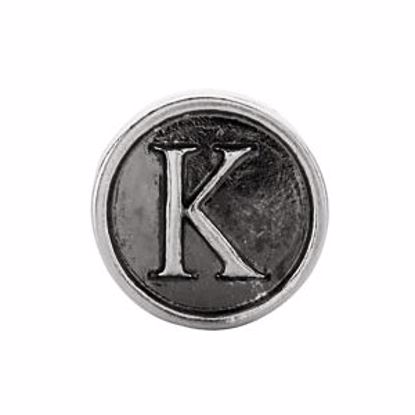 24973:109:P Sterling Silver 10.6mm Letter 
"K" Alpha Cylinder Bead