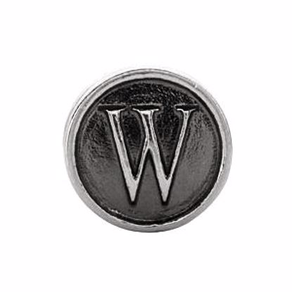 24973:111:P Sterling Silver 10.6mm Letter 
"W" Alpha Cylinder Bead