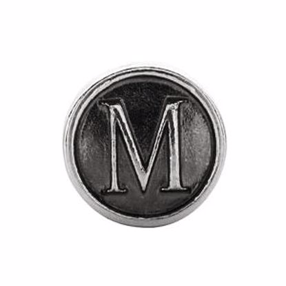 24973:125:P Sterling Silver 10.6mm Letter 
"M" Alpha Cylinder Bead