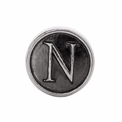 24973:131:P Sterling Silver 10.6mm Letter 
"N" Alpha Cylinder Bead