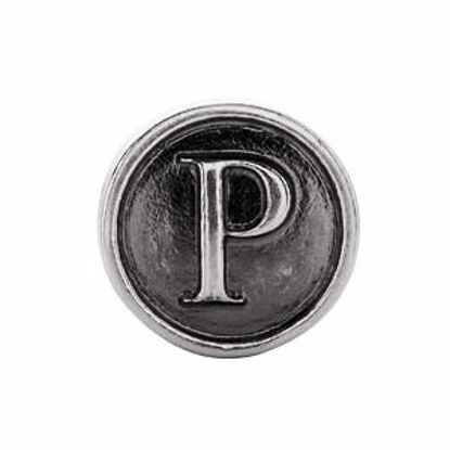 24973:137:P Sterling Silver 10.6mm Letter 
"P" Alpha Cylinder Bead