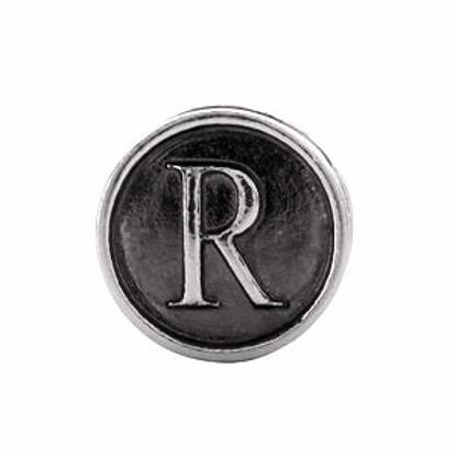 24973:143:P Sterling Silver 10.6mm Letter 
"R" Alpha Cylinder Bead