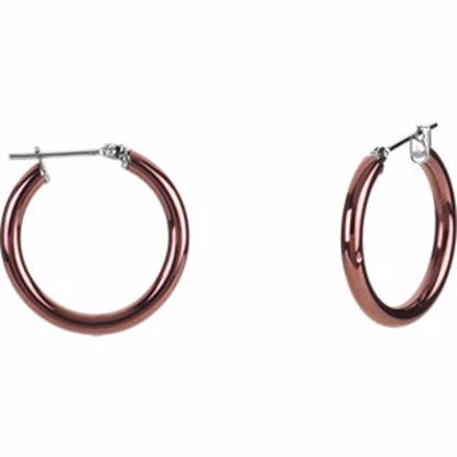 E194:109:P Stainless Steel 3x40mm Hoop Earrings with Chocolate Immerse Plating