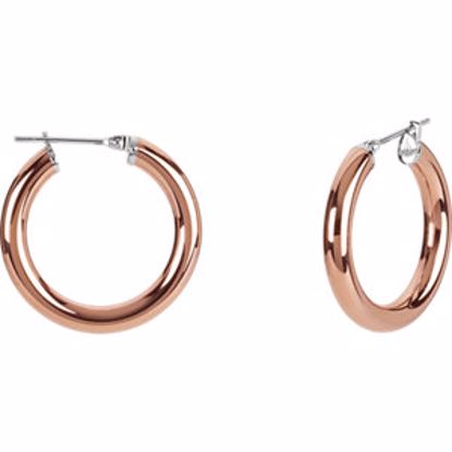 E194:118:P Stainless Steel 3x40mm Hoop Earrings with Rose Immerse Plating