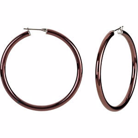 E194:135:P Stainless Steel 4x50mm Hoop Earrings with Chocolate Immerse Plating