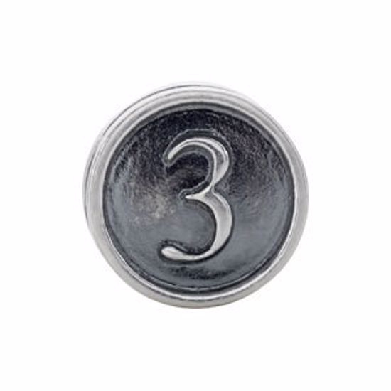 24974:108:P Sterling Silver Numeral #3 Cylinder Bead