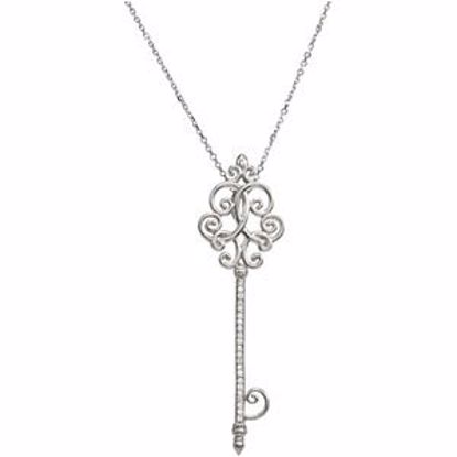 67743:101:P Sterling Silver 1/8 CTW Diamond Scroll Key 18" Necklace