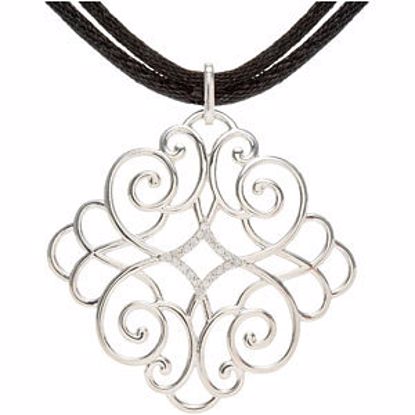 69283:101:P Sterling Silver 1/10 CTW Diamond Black Cord 16-18" Necklace