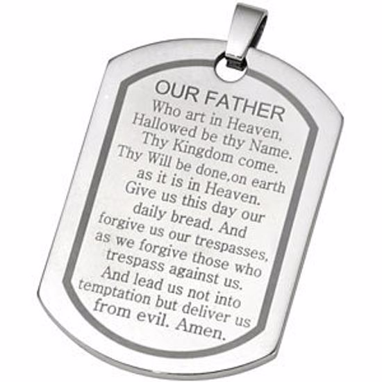 PJA978:101:P Joyas Alternativas&trade; Stainless Steel Lord's Prayer Dog Tag Pendant