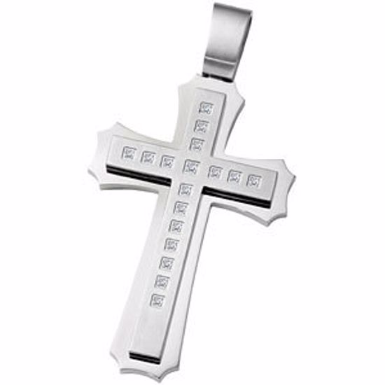 PJA991:101:P Joyas Alternativas&trade; Stainless Steel & CZ Cross Pendant