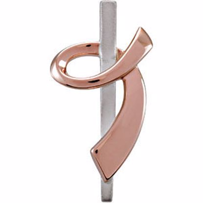 R45235:101:P 14kt White/Rose 28.5mm Ribbon of Courage Pendant