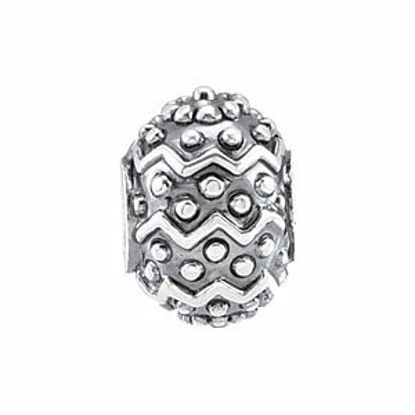 28002:100:P Sterling Silver 13x9.3mm Granulated Easter Egg Bead Charm