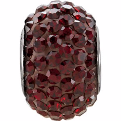 28083:101:P Sterling Silver 12x8mm Garnet-Colored Crystal Pave' Bead