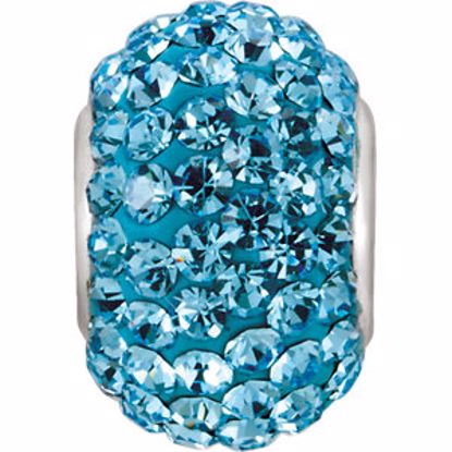 28084:101:P Sterling Silver 12x8mm Bead with Pave Aqua Crystals