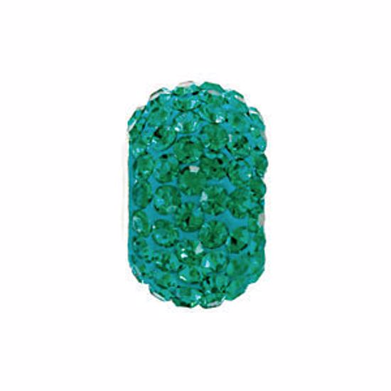 28085:101:P Sterling Silver 12x8mm Emerald-Colored Crystal Pave' Bead