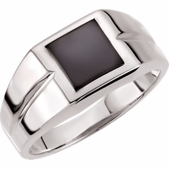 60689:209270:P Sterling Silver 8mm Square Onyx Ring