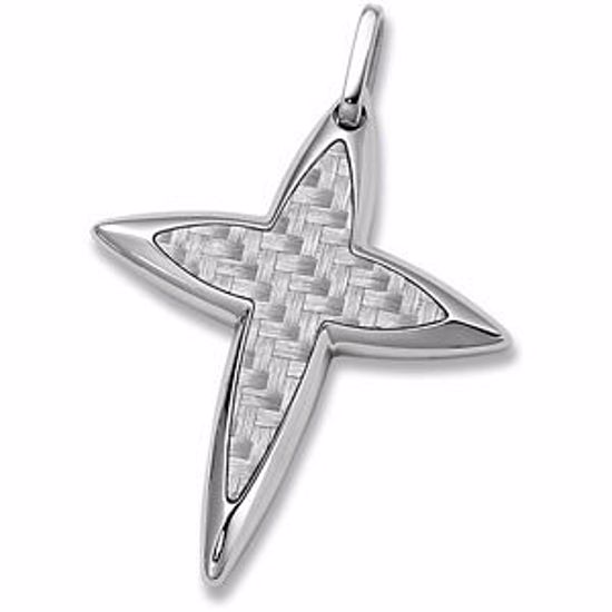 P209:102:P Stainless Steel Star Cross Pendant with Carbon Fiber