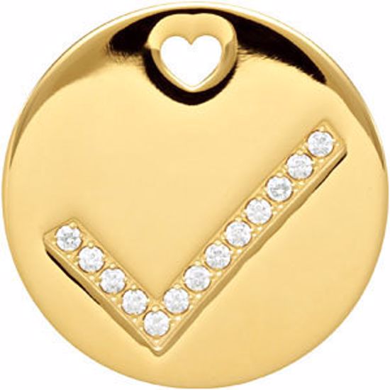 P623:101:P Stainless Steel & 23kt Gold Plated Cubic Zirconia Checked Pendant