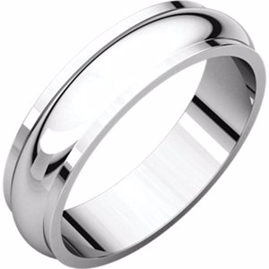 HRE11:32975:P 10kt White 5mm Half Round Edge Band