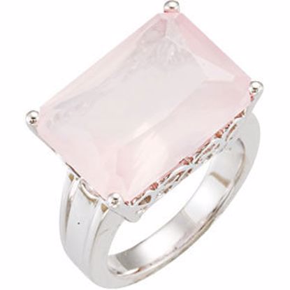 67906:101:P Rose Quartz Scroll Design Ring