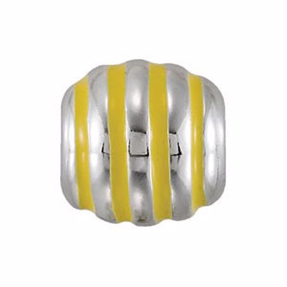 28107:101:P Sterling Silver 9mm Oval Yellow Enamel Bead