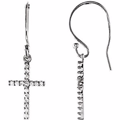 R16600:100:P 14kt White 1/6 CTW Diamond Cross Earrings