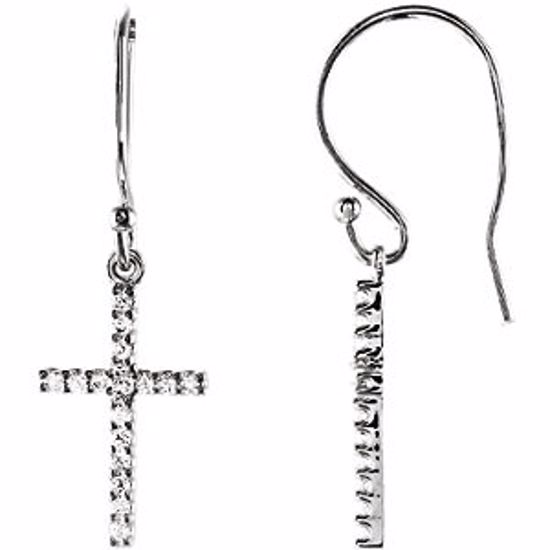 R16600:100:P 14kt White 1/6 CTW Diamond Cross Earrings