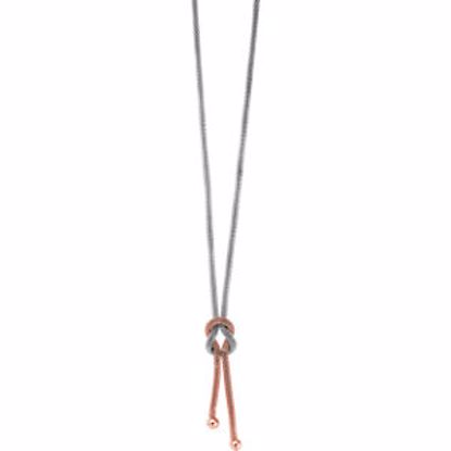 FN270:102:P Stainless Steel Rose Gold Immerse Plated Knot Mesh Lariat 22" Necklace