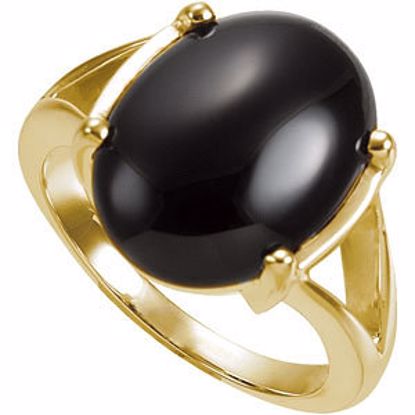 61381:101:P 14kt Yellow 16x12mm Oval Onyx Cabochon Ring 