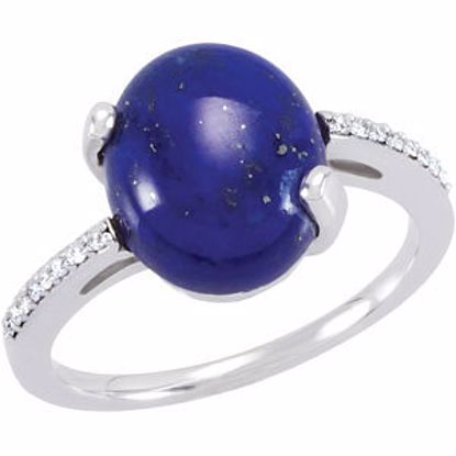 67971:101:P 14kt White Lapis & .08 CTW Diamond Ring