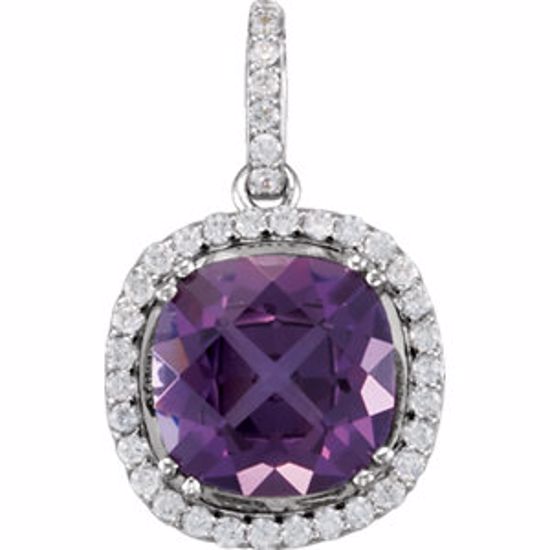 67981:101:P 14kt White Amethyst & 1/3 CTW Diamond Pendant