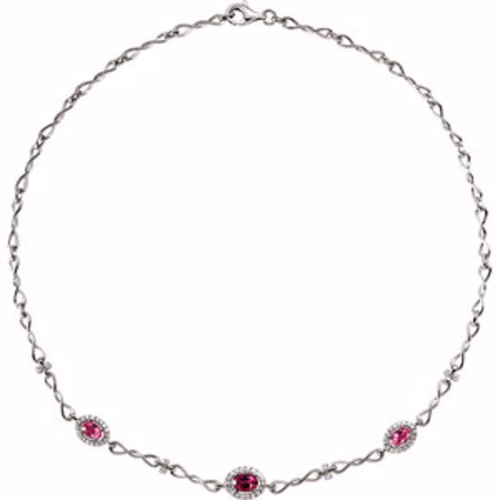 68002:101:P Genuine Pink Tourmaline & Diamond Necklace