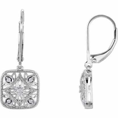 67985:101:P Sterling Silver 1/10 Diamond Accented Lever Back Earrings