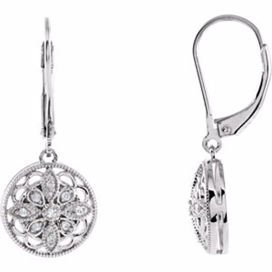 67993:101:P Sterling Silver 1/10 CTW Diamond Lever Back Earrings