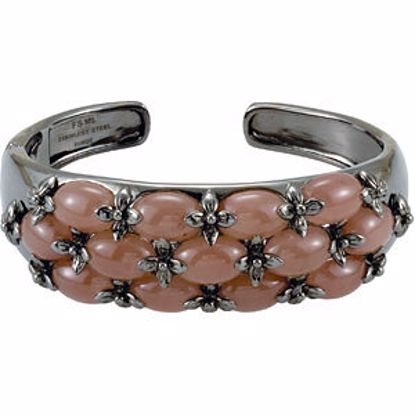 68021:101:P Genuine Chocolate Chalcedony Hinged Cuff Bracelet