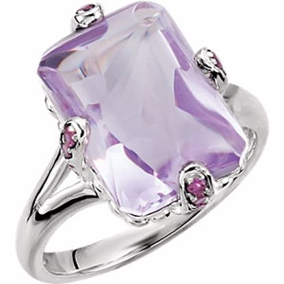 68032:101:P Rose De France Quartz & Brazilian Garnet Accented Ring