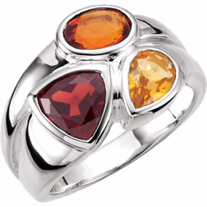 68034:101:P Sterling Silver Mozambique Garnet, Madeira Citrine & Citrine Ring Size 7