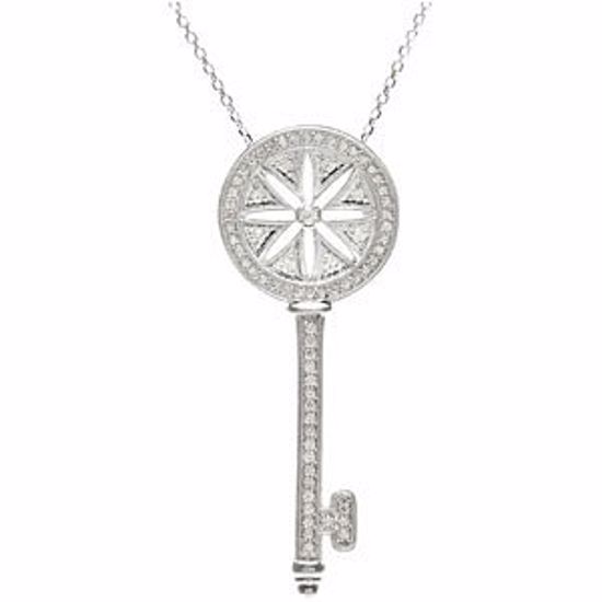 69279:101:P Sterling Silver 3/8 CTW Diamond Key 18" Necklace