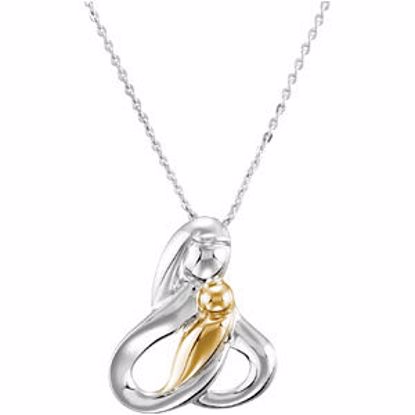 R410009:1020:P Sterling Silver 14kt Yellow Gold Plated 24.7x21.46mm Rock a Bye Sweet Baby Necklace