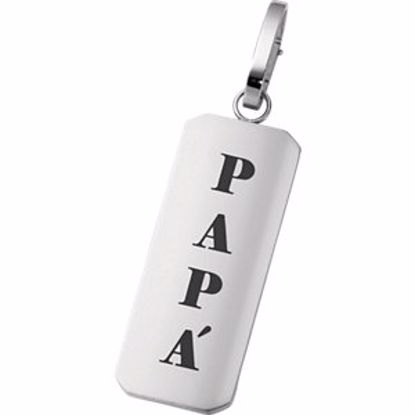 PJA987:101:P Joyas Alternativas&trade; Stainless Steel Papa Dog Tag Pendant with G-lock Bail