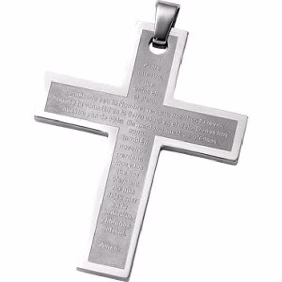 PJA989:102:P Joyas Alternativas&trade; Stainless Steel Cross Pendant with Padre Neustro Prayer