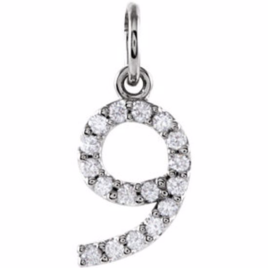 68054:60009:P 14kt White .08 CTW Diamond Numeric Charm or Pendant